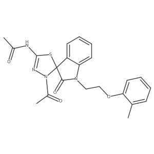 N-[4-acetyl-1'-[2-(2-methylphenoxy)ethyl]-2'-oxospiro[1,3,4-thiadiazole-5,3'-indole]-2-yl]acetamide结构式