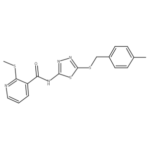 N-(5-{[(4-methylphenyl)methyl]sulfanyl}-1,3,4-thiadiazol-2-yl)-2-(methylsulfanyl)pyridine-3-carboxamide结构式