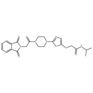 2-((5-(4-(2-(1,3-dioxoisoindolin-2-yl)acetyl)piperazin-1-yl)-1,3,4-thiadiazol-2-yl)thio)-N-isopropylacetamide Structure