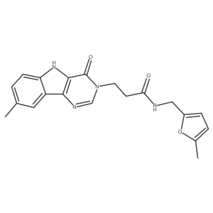 Cc1ccc2[nH]c3c(=O)n(CCC(=O)NCc4ccc(C)o4)cnc3c2c1结构式