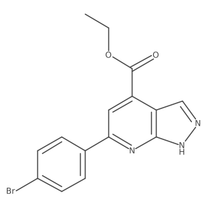 ethyl 6-(4-bromophenyl)-1H-pyrazolo[3,4-b]pyridine-4-carboxylate结构式