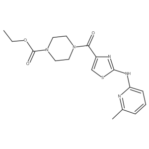 Ethyl 4-(2-((6-methylpyridin-2-yl)amino)thiazole-4-carbonyl)piperazine-1-carboxylate结构式