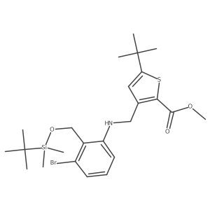 Methyl 3-((3-Bromo-2-((tert-butyldimethylsilyloxy)methyl)-phenylamino)methyl)-5-tert-butylthiophene-2-carboxylate Structure