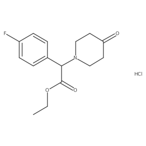 (S)-Ethyl 2-(4-fluorophenyl)-2-(4-oxopiperidin-1-yl)acetate hydrochloride结构式