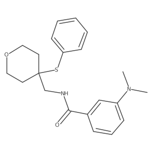 3-(dimethylamino)-N-((4-(phenylthio)tetrahydro-2H-pyran-4-yl)methyl)benzamide结构式