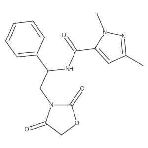 N-(2-(2,4-dioxooxazolidin-3-yl)-1-phenylethyl)-1,3-dimethyl-1H-pyrazole-5-carboxamide结构式
