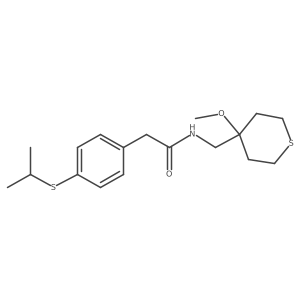 2-(4-(isopropylthio)phenyl)-N-((4-methoxytetrahydro-2H-thiopyran-4-yl)methyl)acetamide结构式
