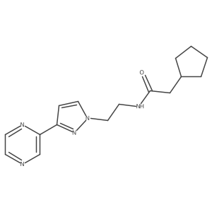 2-cyclopentyl-N-(2-(3-(pyrazin-2-yl)-1H-pyrazol-1-yl)ethyl)acetamide Structure