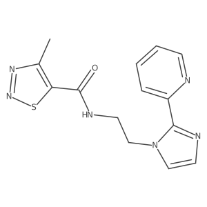 4-methyl-N-(2-(2-(pyridin-2-yl)-1H-imidazol-1-yl)ethyl)-1,2,3-thiadiazole-5-carboxamide结构式