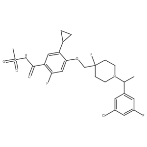 Benzamide, 4-[[1-[1-(3-chloro-5-fluorophenyl)ethyl]-4-fluoro-4-piperidinyl]methoxy]-5-cyclopropyl-2-fluoro-N-(methylsulfonyl)-结构式