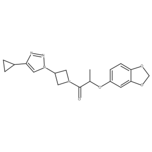 2-(benzo[d][1,3]dioxol-5-yloxy)-1-(3-(4-cyclopropyl-1H-1,2,3-triazol-1-yl)azetidin-1-yl)propan-1-one结构式