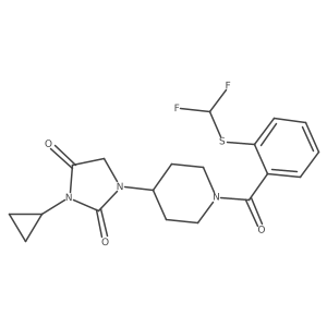 3-Cyclopropyl-1-(1-{2-[(difluoromethyl)sulfanyl]benzoyl}piperidin-4-yl)imidazolidine-2,4-dione Structure