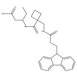 (3R)-3-({1-[({[(9H-fluoren-9-yl)methoxy]carbonyl}amino)methyl]cyclobutyl}formamido)pentanoic acid Structure