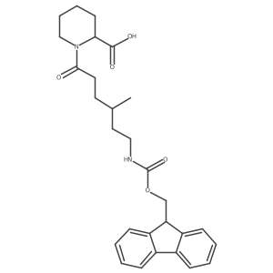 (2S)-1-[6-({[(9H-fluoren-9-yl)methoxy]carbonyl}amino)-4-methylhexanoyl]piperidine-2-carboxylic acid结构式
