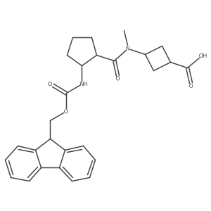 3-[N-methyl2-({[(9H-fluoren-9-yl)methoxy]carbonyl}amino)cyclopentaneamido]cyclobutane-1-carboxylic acid结构式