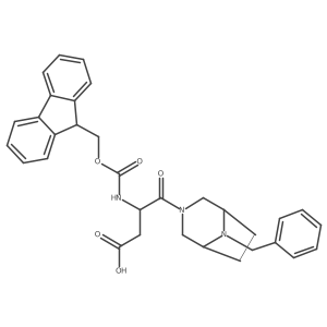 4-[(1R,5S)-8-benzyl-3,8-diazabicyclo[3.2.1]octan-3-yl]-3-({[(9H-fluoren-9-yl)methoxy]carbonyl}amino)-4-oxobutanoic acid结构式