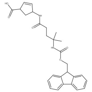 4-[4-({[(9H-fluoren-9-yl)methoxy]carbonyl}amino)-4-methylpentanamido]cyclopent-2-ene-1-carboxylic acid结构式