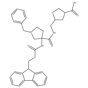 5-({[1-benzyl-3-({[(9H-fluoren-9-yl)methoxy]carbonyl}amino)pyrrolidin-3-yl]formamido}methyl)oxolane-3-carboxylic acid结构式