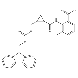 2-{2-[({[(9H-fluoren-9-yl)methoxy]carbonyl}amino)methyl]cyclopropaneamido}-3-fluorobenzoic acid结构式