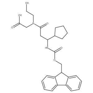 2-[3-cyclopentyl-3-({[(9H-fluoren-9-yl)methoxy]carbonyl}amino)-N-(2-hydroxyethyl)propanamido]acetic acid结构式