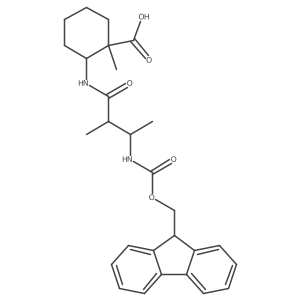 2-[3-({[(9H-fluoren-9-yl)methoxy]carbonyl}amino)-2-methylbutanamido]-1-methylcyclohexane-1-carboxylic acid Structure