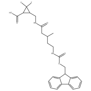 3-{[5-({[(9H-fluoren-9-yl)methoxy]carbonyl}amino)-3-methylpentanamido]methyl}-2,2-difluorocyclopropane-1-carboxylic acid Structure