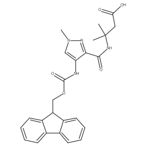 3-{[4-({[(9H-fluoren-9-yl)methoxy]carbonyl}amino)-1-methyl-1H-pyrazol-3-yl]formamido}-3-methylbutanoic acid Structure