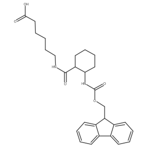 rac-6-{[(1R,2S)-2-({[(9H-fluoren-9-yl)methoxy]carbonyl}amino)cyclohexyl]formamido}hexanoic acid结构式