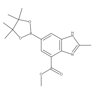 Methyl 2-methyl-6-(4,4,5,5-tetramethyl-1,3,2-dioxaborolan-2-YL)-1H-benzo[D]imidazole-4-carboxylate结构式