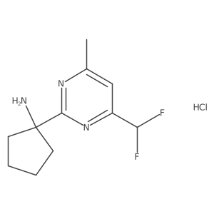 1-[4-(Difluoromethyl)-6-methylpyrimidin-2-yl]cyclopentan-1-amine;hydrochloride Structure