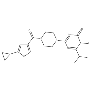2-[4-(5-cyclopropyl-1,2-oxazole-3-carbonyl)piperazin-1-yl]-5-fluoro-6-propan-2-yl-5H-pyrimidin-4-one Structure