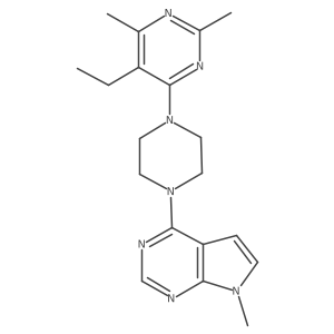 5-ethyl-2,4-dimethyl-6-(4-{7-methyl-7H-pyrrolo[2,3-d]pyrimidin-4-yl}piperazin-1-yl)pyrimidine结构式
