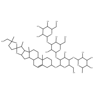 (3I(2),22I+/-,25S)-22,25-Epoxy-26-hydroxyfurost-5-en-3-yl O-6-deoxy-I+/--L-mannopyranosyl-(1a4)-O-[O-I(2)-D-glucopyranosyl-(1a3)-I(2)-D-glucopyranosyl-(1a2)]-I(2)-D-glucopyranoside结构式