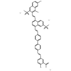 Trisodium 5-((4'-((4-((7-amino-1-hydroxy-3-sulfo-2-naphthalenyl)azo)-7-sulfo-1-naphthalenyl)azo)(1,1'-biphenyl)-4-yl)azo)-2-hydroxybenzoate Structure