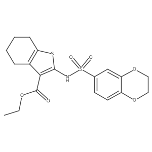 Ethyl 2-[(2,3-dihydro-1,4-benzodioxin-6-ylsulfonyl)amino]-4,5,6,7-tetrahydro-1-benzothiophene-3-carboxylate Structure