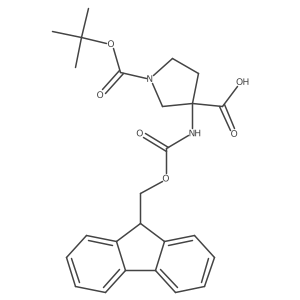 (S)-3-((((9H-Fluoren-9-YL)methoxy)carbonyl)amino)-1-(tert-butoxycarbonyl)pyrrolidine-3-carboxylic acid Structure