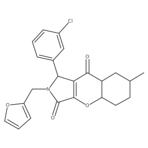 1-(3-chlorophenyl)-2-(furan-2-ylmethyl)-7-methyl-4a,5,6,7,8,8a-hexahydro-1H-chromeno[2,3-c]pyrrole-3,9-dione结构式