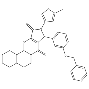 14-(5-Methyl-1,2-oxazol-3-yl)-13-(3-phenylmethoxyphenyl)-17-oxa-14-azatetracyclo[8.7.0.02,7.012,16]heptadec-12(16)-ene-11,15-dione Structure