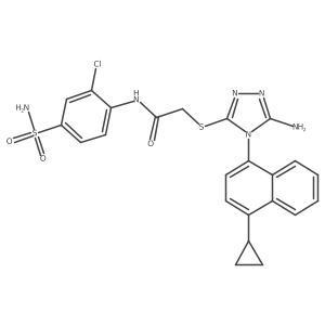 2-[5-Amino-4-(4-cyclopropylnaphthalen-1-yl)-4H-[1,2,4]triazol-3-ylsulfanyl]-N-(2-chloro-4-sulfamoylphenyl)acetamide结构式