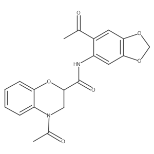 4-acetyl-N-(6-acetyl-1,3-benzodioxol-5-yl)-2,3-dihydro-1,4-benzoxazine-2-carboxamide结构式