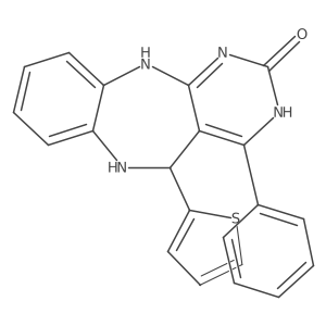 1,3,5,6-Tetrahydro-4-phenyl-5-(2-thienyl)-2H-pyrimido[4,5-b][1,5]benzodiazepin-2-one Structure