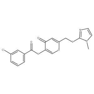 6-(((1-methyl-1H-imidazol-2-yl)thio)methyl)-4-oxo-4H-pyran-3-yl 3-chlorobenzoate Structure