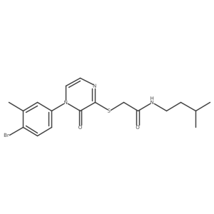 2-((4-(4-bromo-3-methylphenyl)-3-oxo-3,4-dihydropyrazin-2-yl)thio)-N-isopentylacetamide结构式