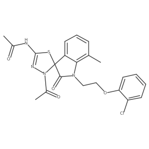 N-{3'-acetyl-1-[2-(2-chlorophenoxy)ethyl]-7-methyl-2-oxo-1,2-dihydro-3'H-spiro[indole-3,2'-[1,3,4]thiadiazole]-5'-yl}acetamide结构式