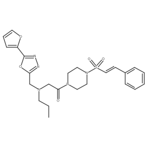 2-({[5-(Furan-2-yl)-1,3,4-oxadiazol-2-yl]methyl}(propyl)amino)-1-[4-(2-phenylethenesulfonyl)piperazin-1-yl]ethan-1-one结构式