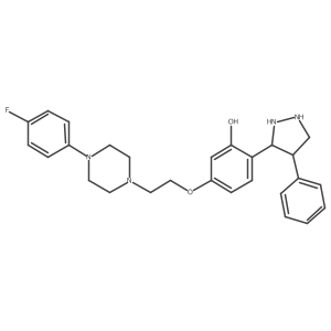 5-[2-[4-(4-Fluorophenyl)piperazin-1-yl]ethoxy]-2-(4-phenylpyrazolidin-3-yl)phenol结构式