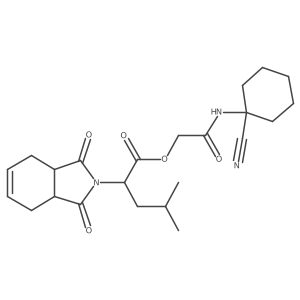 [(1-cyanocyclohexyl)carbamoyl]methyl 2-(1,3-dioxo-2,3,3a,4,7,7a-hexahydro-1H-isoindol-2-yl)-4-methylpentanoate结构式