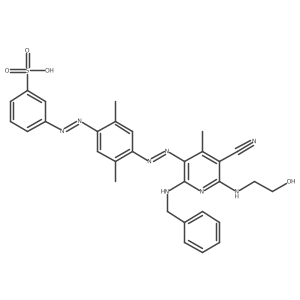 3-[2-[4-[2-[5-Cyano-6-[(2-hydroxyethyl)amino]-4-methyl-2-[(phenylmethyl)amino]-3-pyridinyl]diazenyl]-2,5-dimethylphenyl]diazenyl]benzenesulfonic acid Structure
