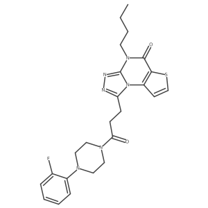 4-butyl-1-(3-(4-(2-fluorophenyl)piperazin-1-yl)-3-oxopropyl)thieno[2,3-e][1,2,4]triazolo[4,3-a]pyrimidin-5(4H)-one结构式