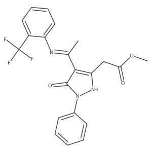 methyl [(4E)-5-oxo-1-phenyl-4-(1-{[2-(trifluoromethyl)phenyl]amino}ethylidene)-4,5-dihydro-1H-pyrazol-3-yl]acetate Structure